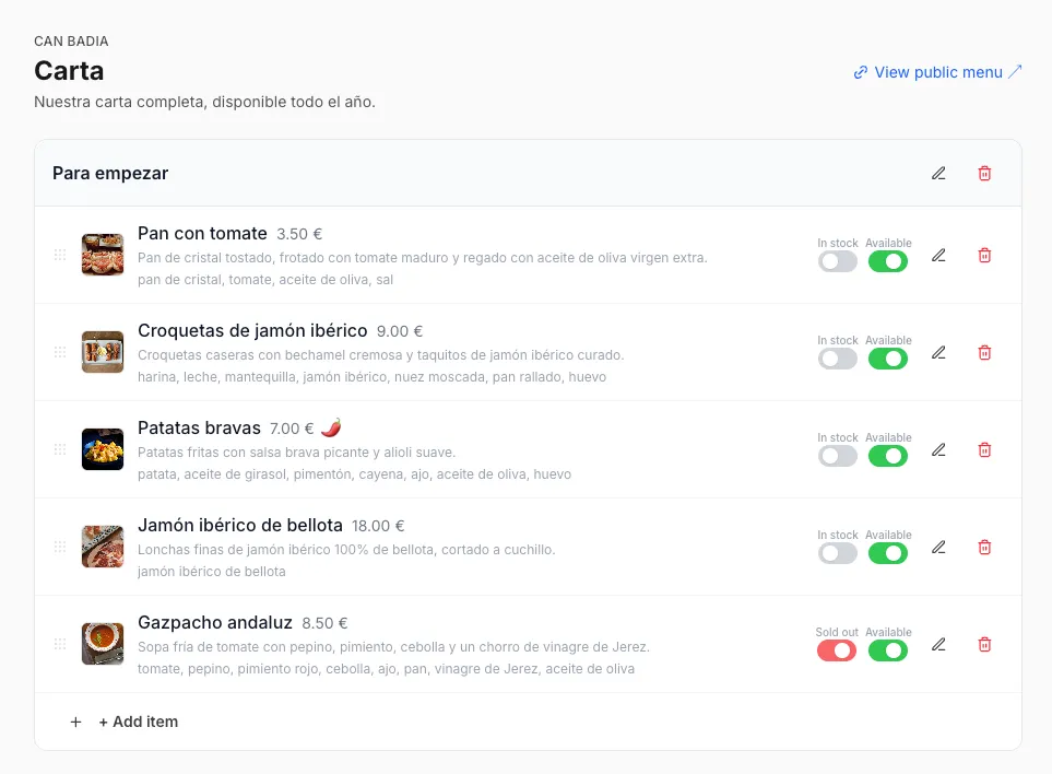 Crea tu menú digital