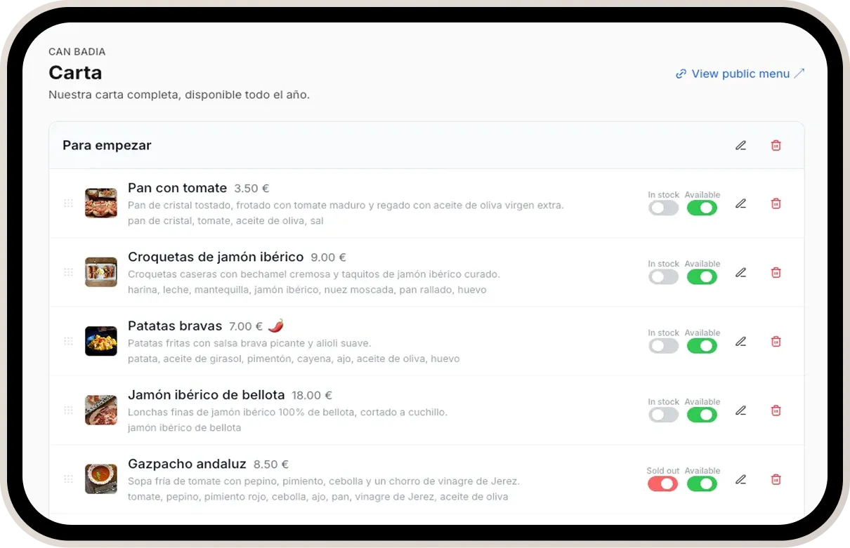 Crea tu menú digital
